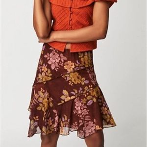 Free People Milly Asymmetrical Skirt - Medium, New With Tags! Chestnut